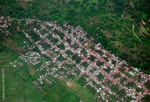 Aerial view of the town of Bonanza, Rosita in Nicaragua