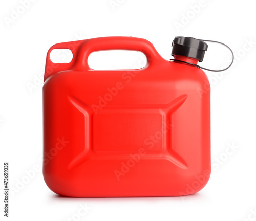 Plastic jerrycan on white background