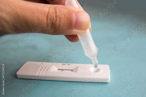 Rapid antigen test kit : Covid autotest bought at pharmacy, to check coronavirus infection at home. Negative result