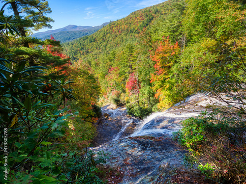 Top of Glen Falls on the East Fork Overflow Creek in the Nantahala National Forest near Highlands North Carolina USA