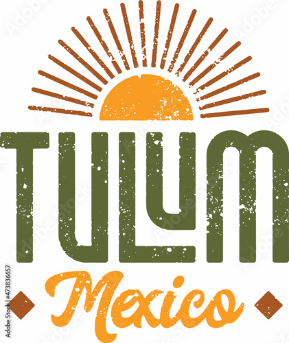 Vintage Tulum Mexico Travel Stamp Design