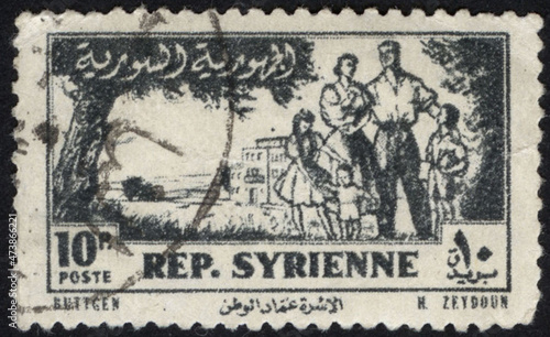 Postage stamps of the Syrian Arab Republic. Stamp printed in the Syrian Arab Republic. Stamp printed by Syrian Arab Republic.