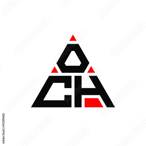 OCH triangle letter logo design with triangle shape. OCH triangle logo design monogram. OCH triangle vector logo template with red color. OCH triangular logo Simple, Elegant, and Luxurious Logo...
