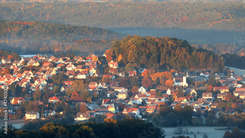 Heinersreuth am Morgen vom Siegesturm Bayreuth aus gesehen