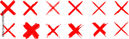 red cross x icon. no wrong symbol. delete sign. graphic design. reject incorrect icon set