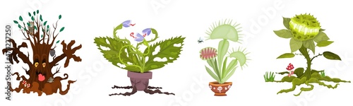 set of predatory plants for halloween new flytrap