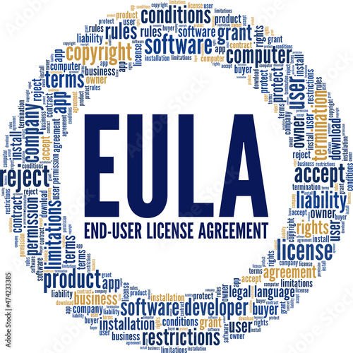 EULA - End User License Agreement conceptual vector illustration word cloud isolated on white background.