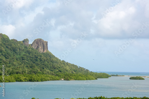 View of Sokehs Rock in Pohnpei, Federated States of Micronesia