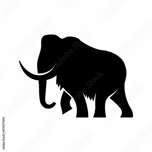 woolly mammoth silhouette logo design vector