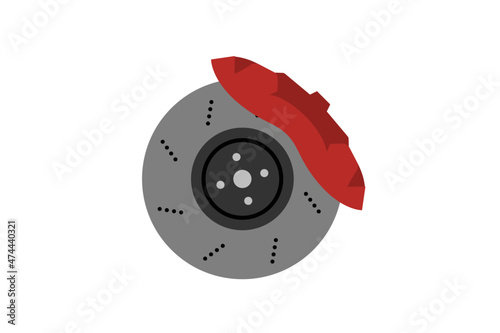 Car, motorcycle disc brake color illustration. Automotive disc brake. Car parts vector.