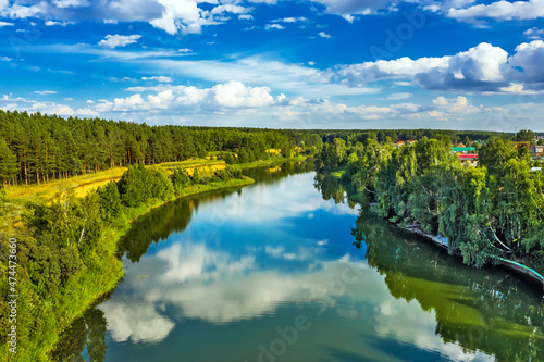 Razdolnaya River surrounded by forest. Berdsk, Russia