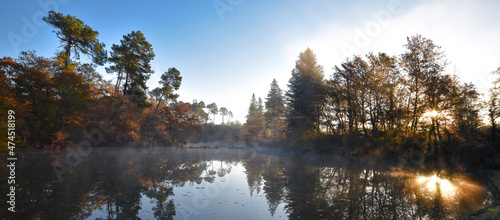 Etang de Lamoulasse en automne (Gaillères, Sud-Ouest France)