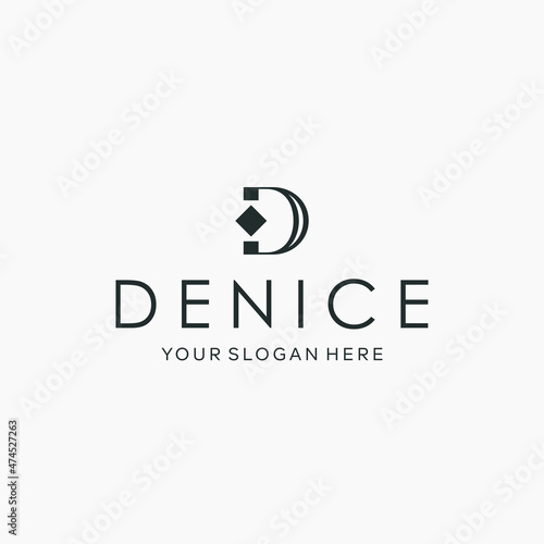 flat letter mark initial D DENICE gold logo design