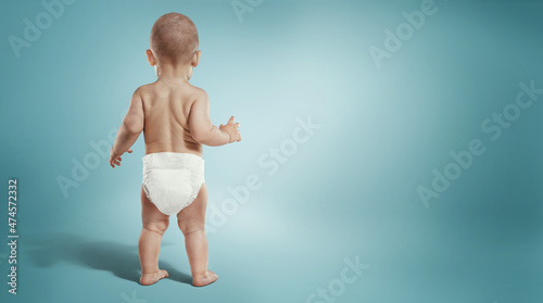 Newborn in the diaper. Isolated baby.