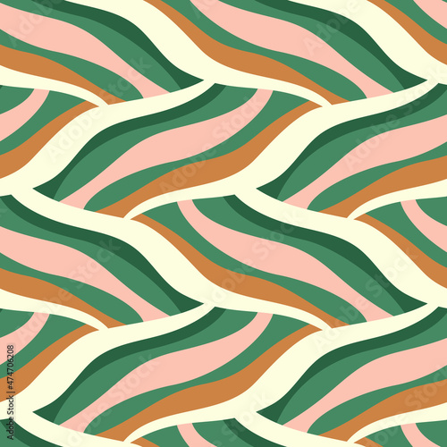 Wavy seamless pattern, geometric vector background