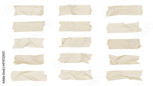 Realistic adhesive tape collection Sticky scotch tape of different sizes. Vector illustration.