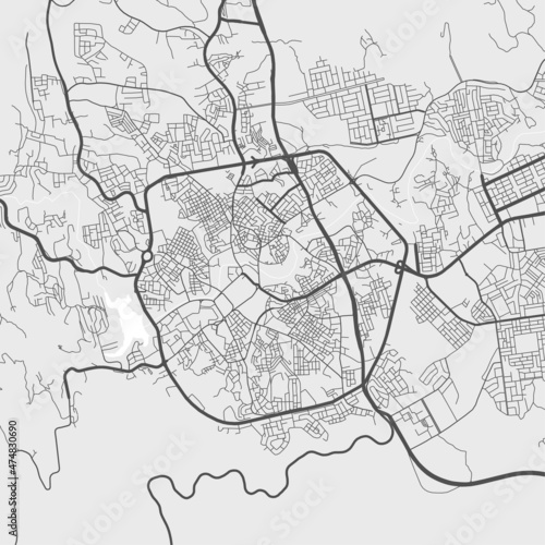 Urban city map of Abha. Vector poster. Black grayscale street map.