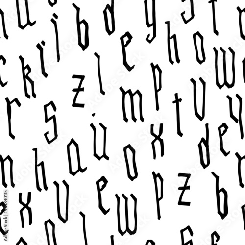 Gothic alphabet pattern seamless, calligraphy, lettering. European Medieval latin letters. Vector background
