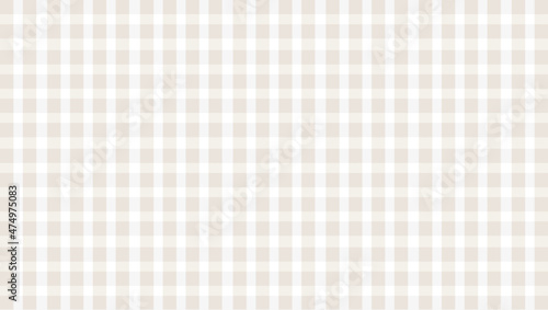 Vector background of tan and white checkered gingham pattern. Abstract, neutral, classic background. Copy space.