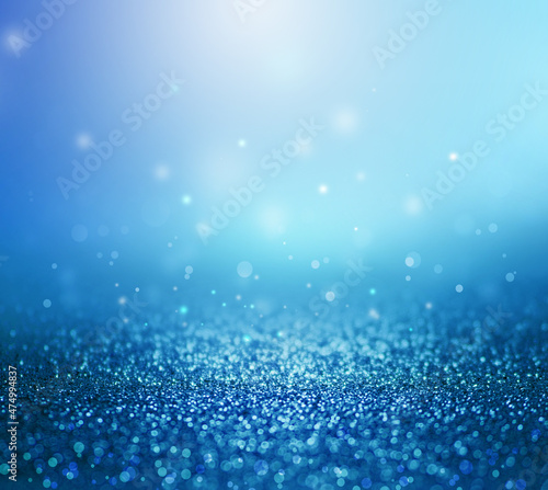 blue abstract bokeh glitter background for Christmas and Valentine.