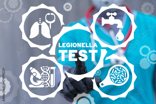 Legionella test medical concept. Legionella pneumophila bacteria in human lungs - causative agent of legionnaire's disease.