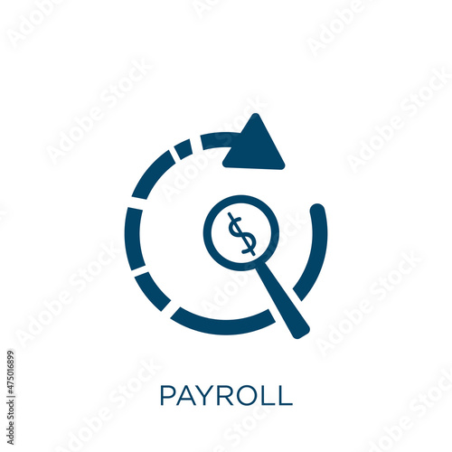 payroll vector icon. business filled flat symbol for mobile concept and web design. Black document glyph icon. Isolated sign, logo illustration. Vector graphics.