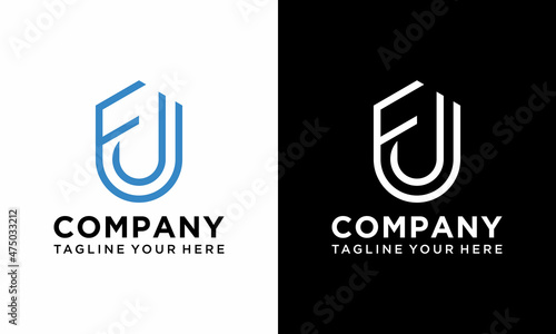 Design Logo FU, FUJ Letter Monogram Modern Line Shape