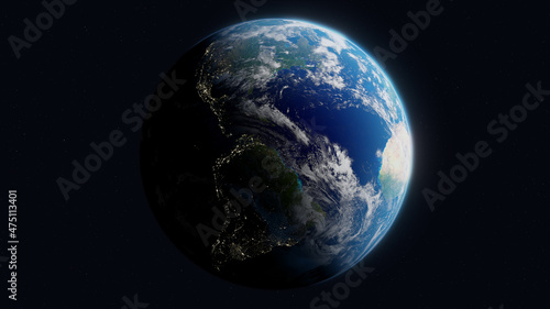 Planet Earth in space with night and city light view. Elements of this image furnished by NASA.