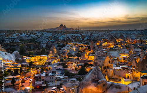 Night view of Goreme in Cappadocia, Turkey.