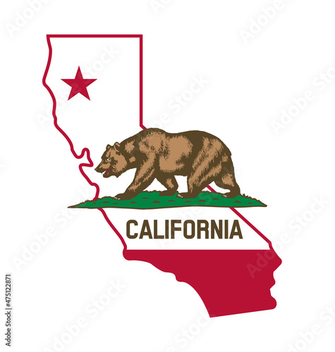 california ca state flag in map shape