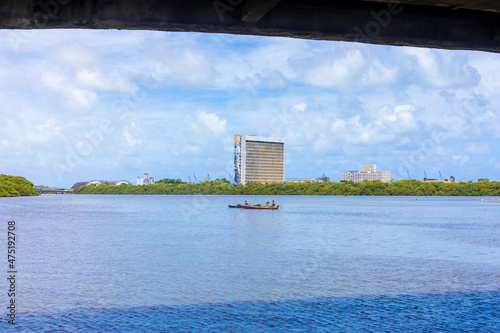 Partial view of Recife City Hall with giant panel by Luiz Gonzaga