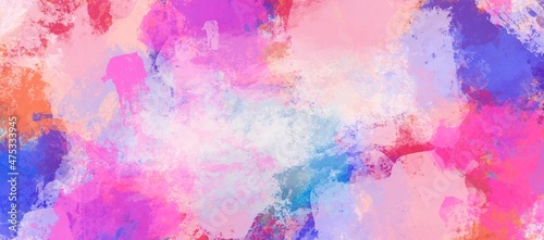 Abstract colorful pastel with gradient multicolor toned textured. Splash acrylic colorful background. banner for wallpaper, Painted Illustration. Orange blue red paint watercolor abstract background