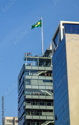 Sao Paulo, Brazil: Sesc Paulista lookout on Paulista avenue. People on observatory