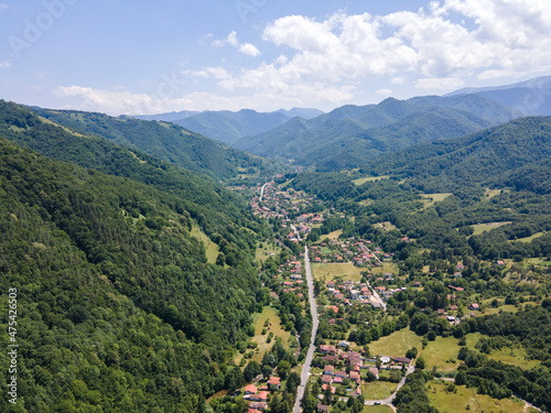 Aerial view of resort village of Ribaritsa at Balkan Mountains, Bulgaria