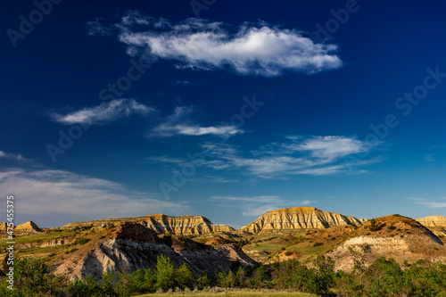 Burning Coal Vein badland formations in the Little Missouri National Grasslands, North Dakota, USA