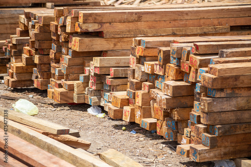 Piles of milled timber in the Solomon Islands.