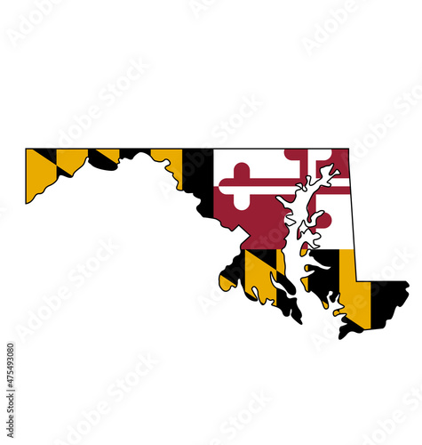 maryland md state map shape with flag