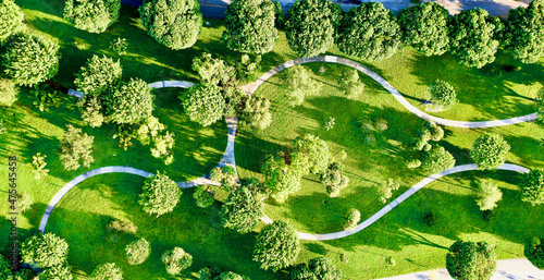 Aerial view of a beautiful green park in Fort Lauderdale, Florida