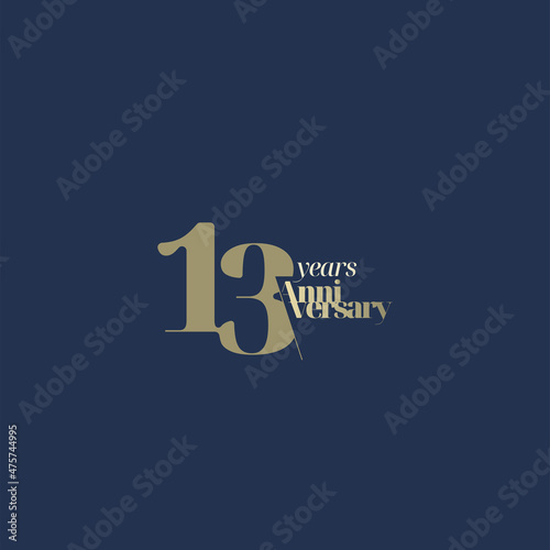 13 years anniversary logotype with modern minimalism style. Vector Template Design Illustration.