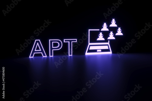 APT neon concept self illumination background 3D illustration