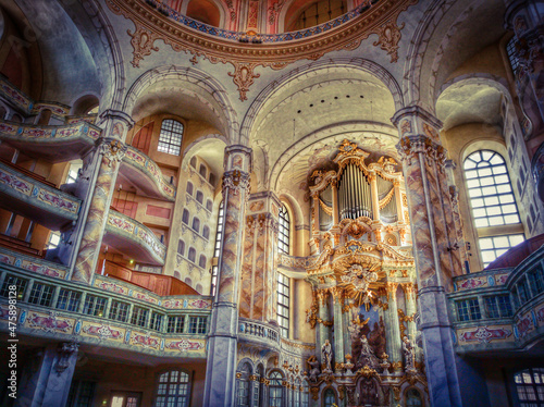 Beautiful shot of the interior of the Frauenkirche in Dresden, Germany