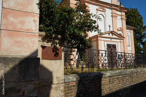 Litomerice, Czech Republic - September 9, 2021 - The Church of St. Adalbert in Litomice is a Baroque sacral monument in the place of the old settlement Zasada in Litomerice. 