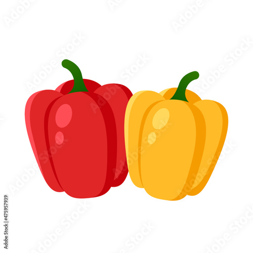red and yellow bell pepper vector logo icon capsicum illustration flat clipart