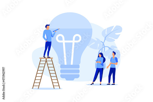 brainstorming, fill the idea in the form of light bulb abstraction vector flat modern design illustration