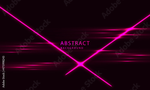 Futuristic Sci-Fi Abstract Pink Neon Light Shapes On Black Background. Exclusive wallpaper design for poster, brochure, presentation, website etc.