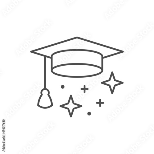 Graduation cap line outline icon
