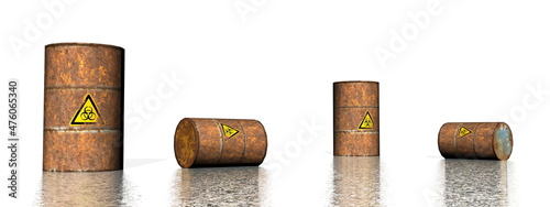 Rust biohazard barrels with logo - 3D render