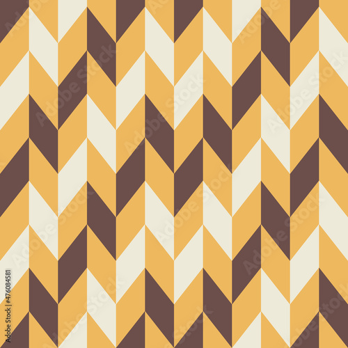 Abstract Vertical Zigzag Retro Pattern in Brown, Yellow, and Beige Colors. Backdrop for Template Banner Social Media Advertising