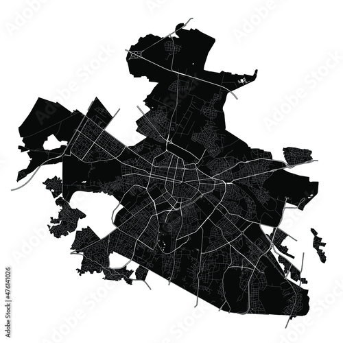 София, Bulgaria, Black and White high resolution vector map