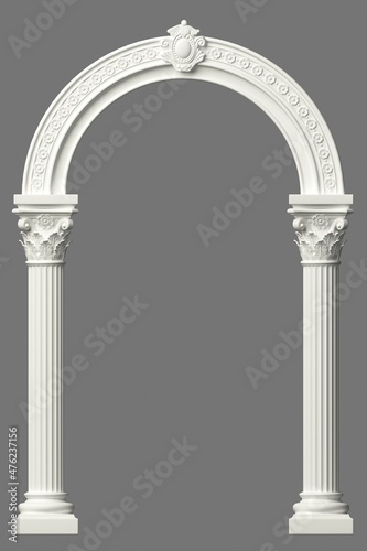 Classic antique arch portal with columns in room